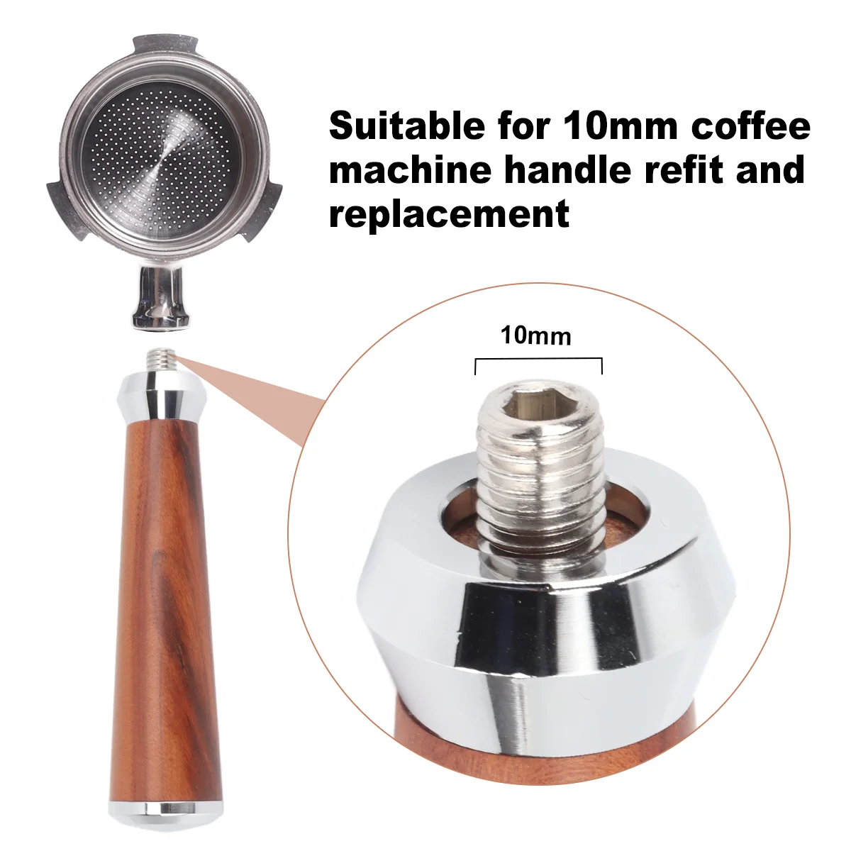 Coffee Portafilter Handle M10 Coffee Portafilter Handle Solid Wooden Handle For Filter Holder Revolving Espresso Coffee Cafe Machine Accessories