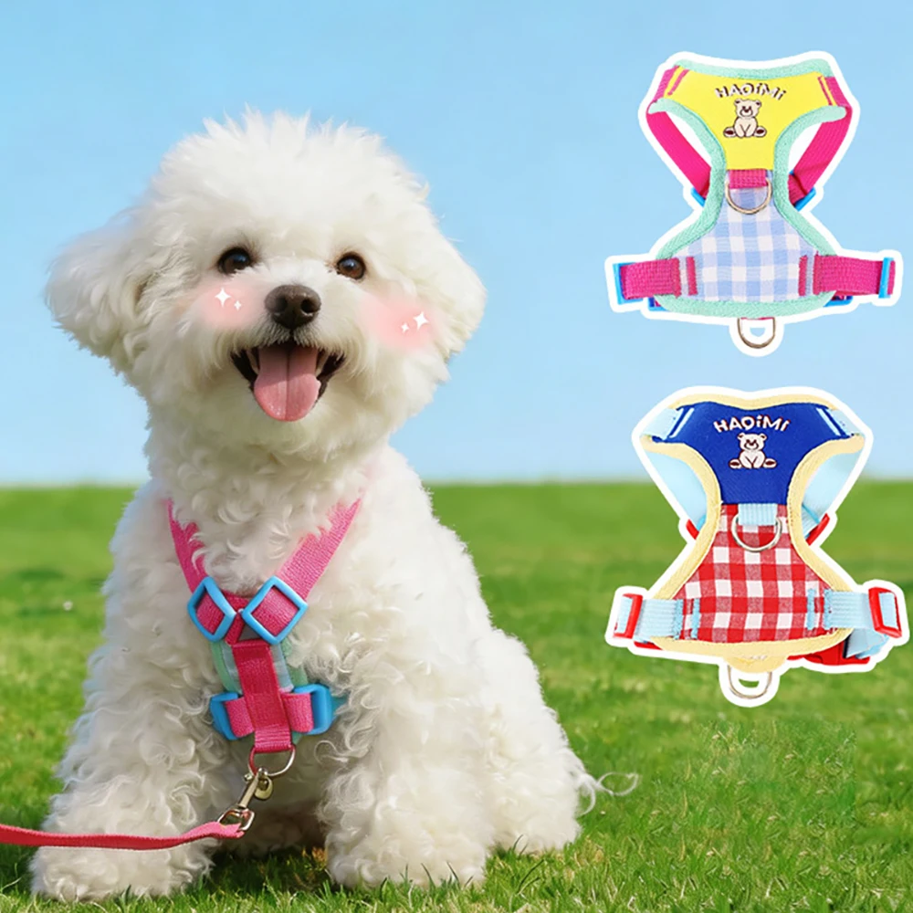 Adjustable Dog Harness And Leash Set For Small Dogs Walking_voghion.com