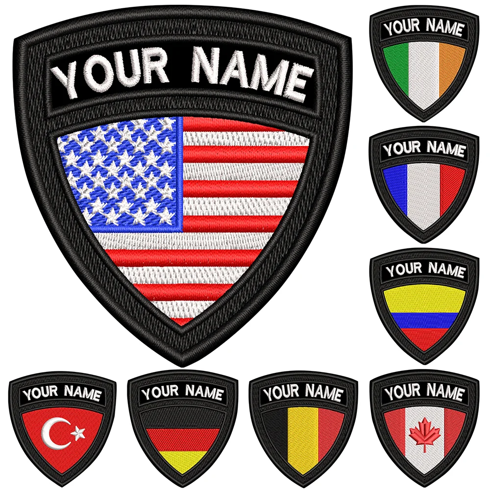 Custom Miltary Flags Embroidery Name Patch Stripes Badge Iron On