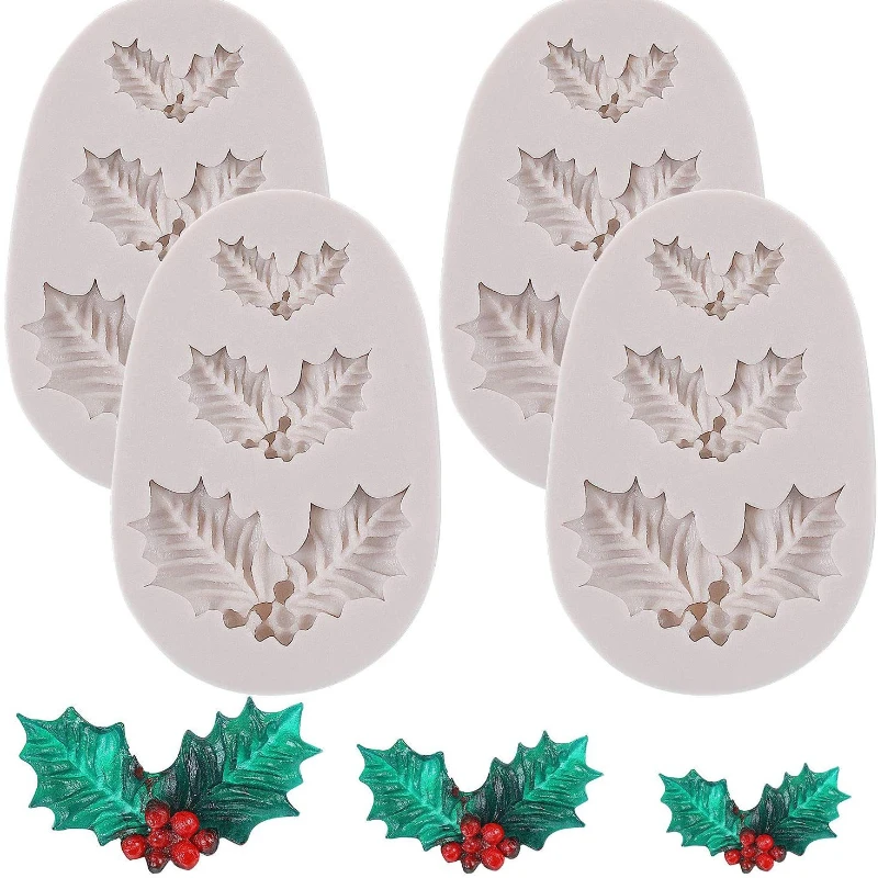

Christmas Holly Leaf Shape Silicone Mold Fondant Cake Cookie Decoration Tools Chocolate Cupcake Sugarcraft Pastry Baking Mold