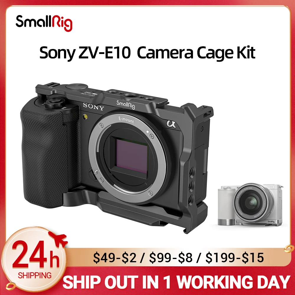 

SmallRig Sony ZVE10 Camera Cage with Silicone Cage handle Built-in Arca quick release plate Cage Rig Kit for Sony ZV-E10 3538