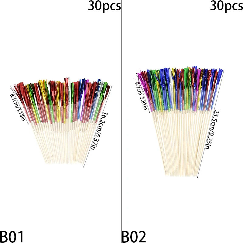 30/50PCS Feuerwerk Cupcake Topper Folie Rüschen Zahnstocher Urlaub Kuchen Dekorationen Essen Picks Für Abschlussfeier Mehrfarbig – Detail 12