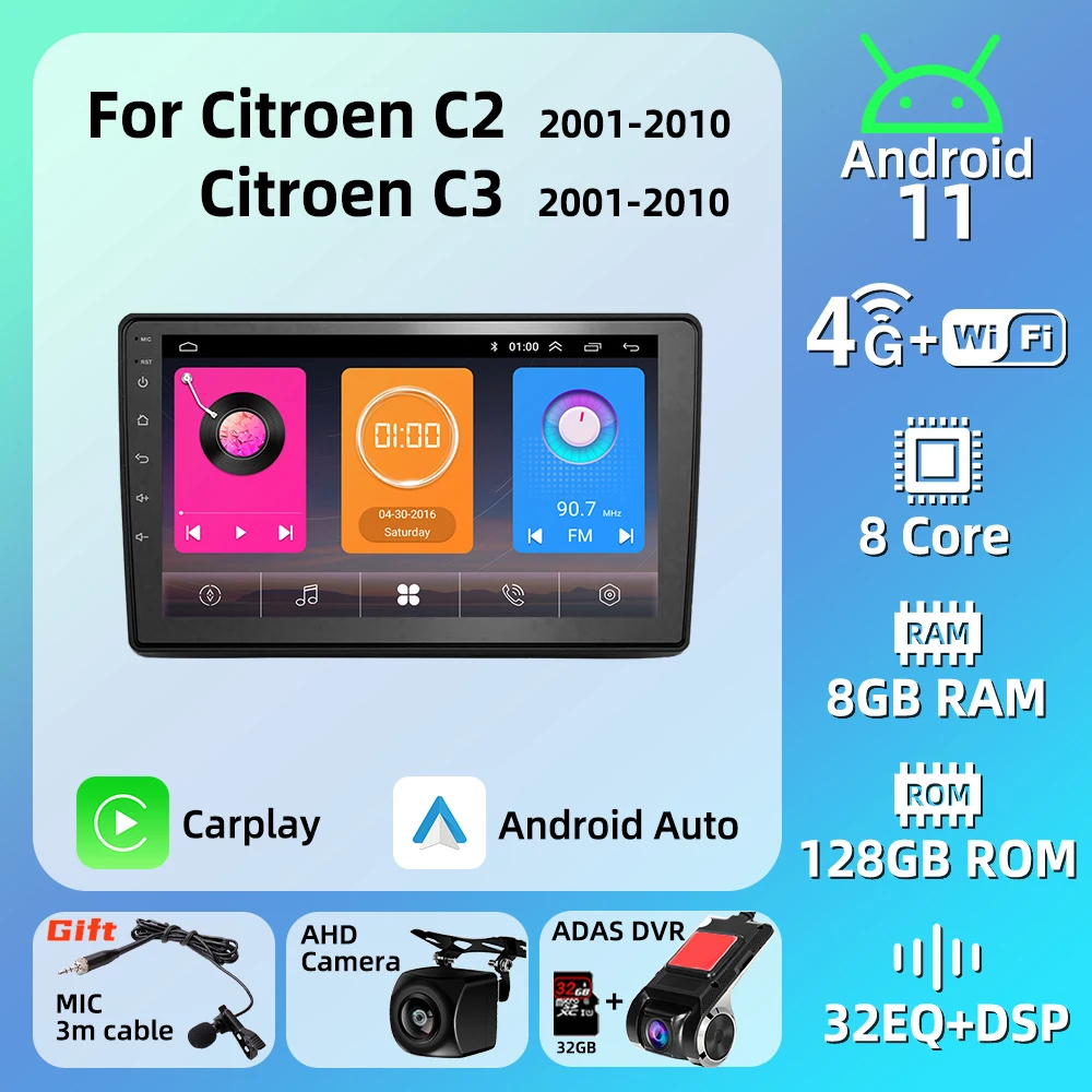 ANDROID autoradio 2 DIN navigatore per Citroen C3 DS3 2010-2016