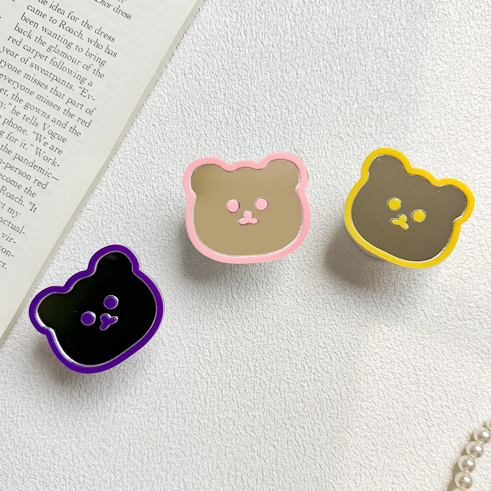 귀여운 하트 곰 토끼 접이식 휴대폰 거치대 휴대용 데스크탑 거울 포함 아이폰 삼성 안드로이드용 새 상품