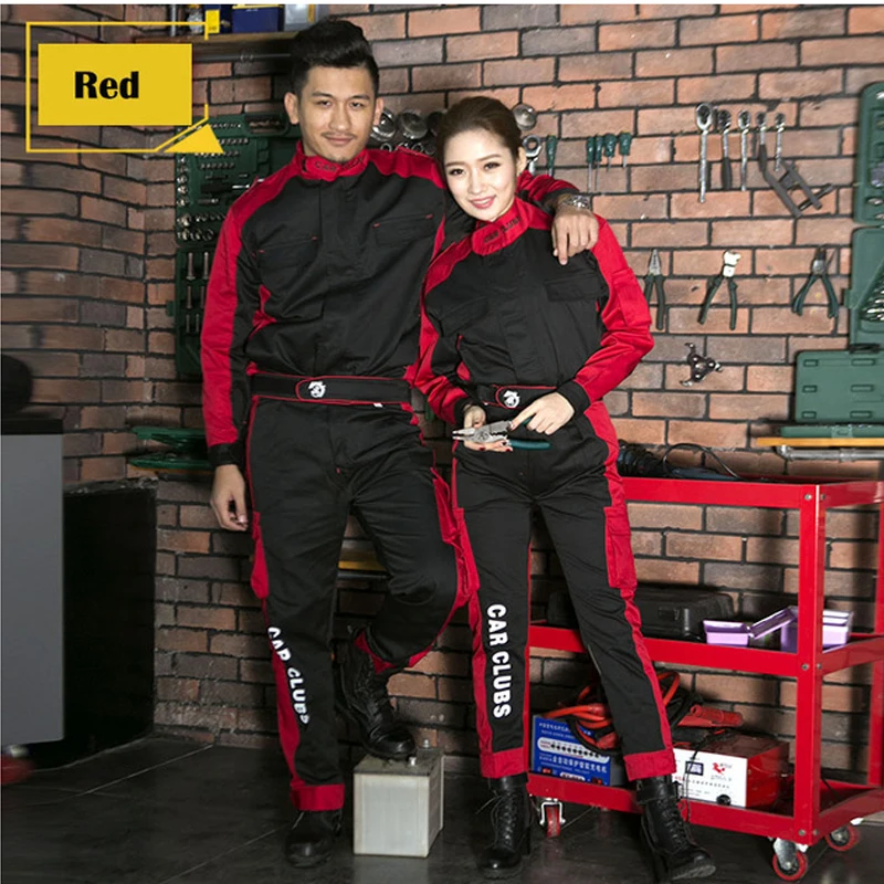 New Work Clothing Sets Men Women Workwear Suits Jackets+Pants Spring Autumn Long Sleeved Auto-repair Beauty Workers Uniforms 4XL
