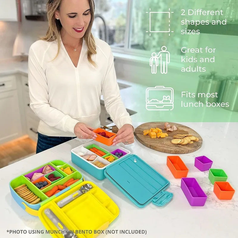 Reutilizável Silicone Lunch Box Divisores, Bento Divisores Cup, Food Container, Bundle Lunch Box, Kids Lunch Acessórios