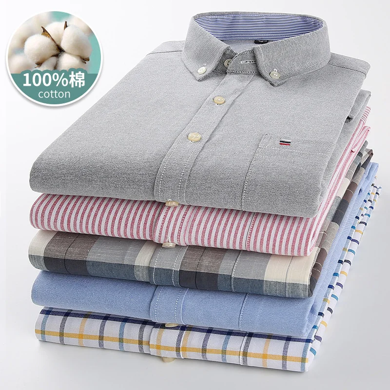 

Мужская Повседневная рубашка в клетку, белая однотонная рубашка из натурального хлопка, с длинными рукавами и воротником на пуговицах, большие размеры 7XL, на весну 100%