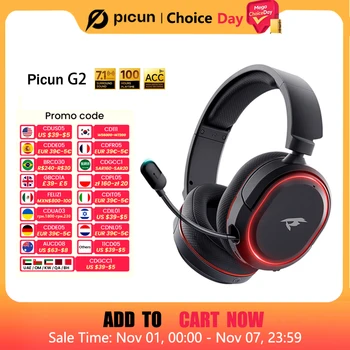 Picun G2 2.4G Wireless Gaming Headset Bluetooth Headphones 5ms Low Latency 7.1 Surround ENC Mic For PC PS4 PS5 Phone Switch 1