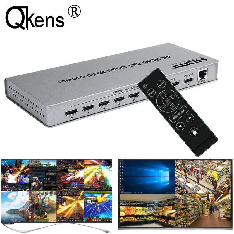 4K HDMI 8x1 Multi-viewer Switcher 8 In 1 Out Seamless Switch 4x1 Quad Multi Viewer 4 Channel Screen Divider PC Video Converter