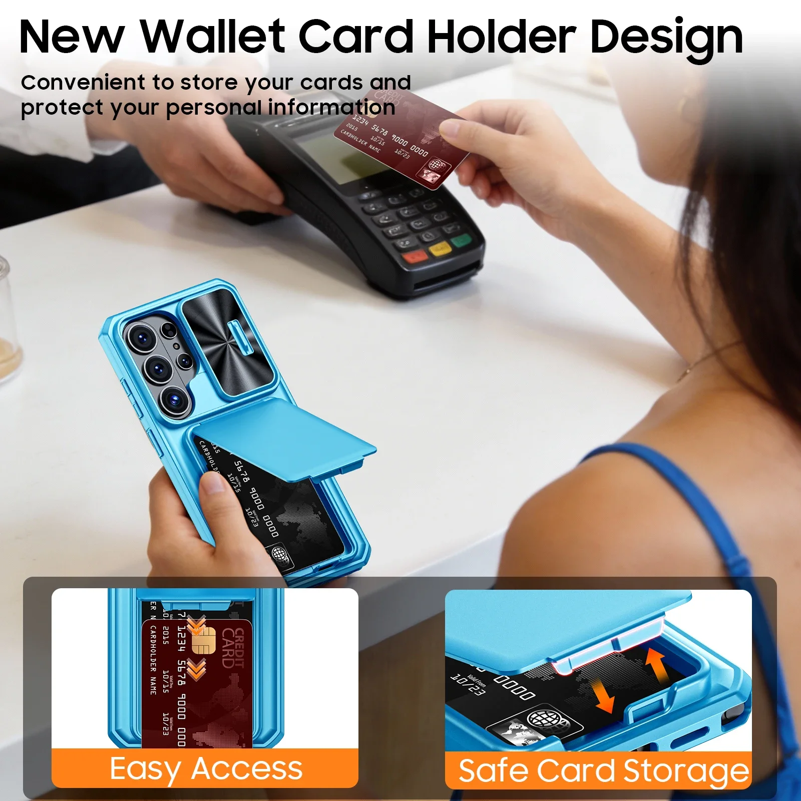 Light Blue Shockproof Phone Case with Camera Holder - Full Coverage TPU Design