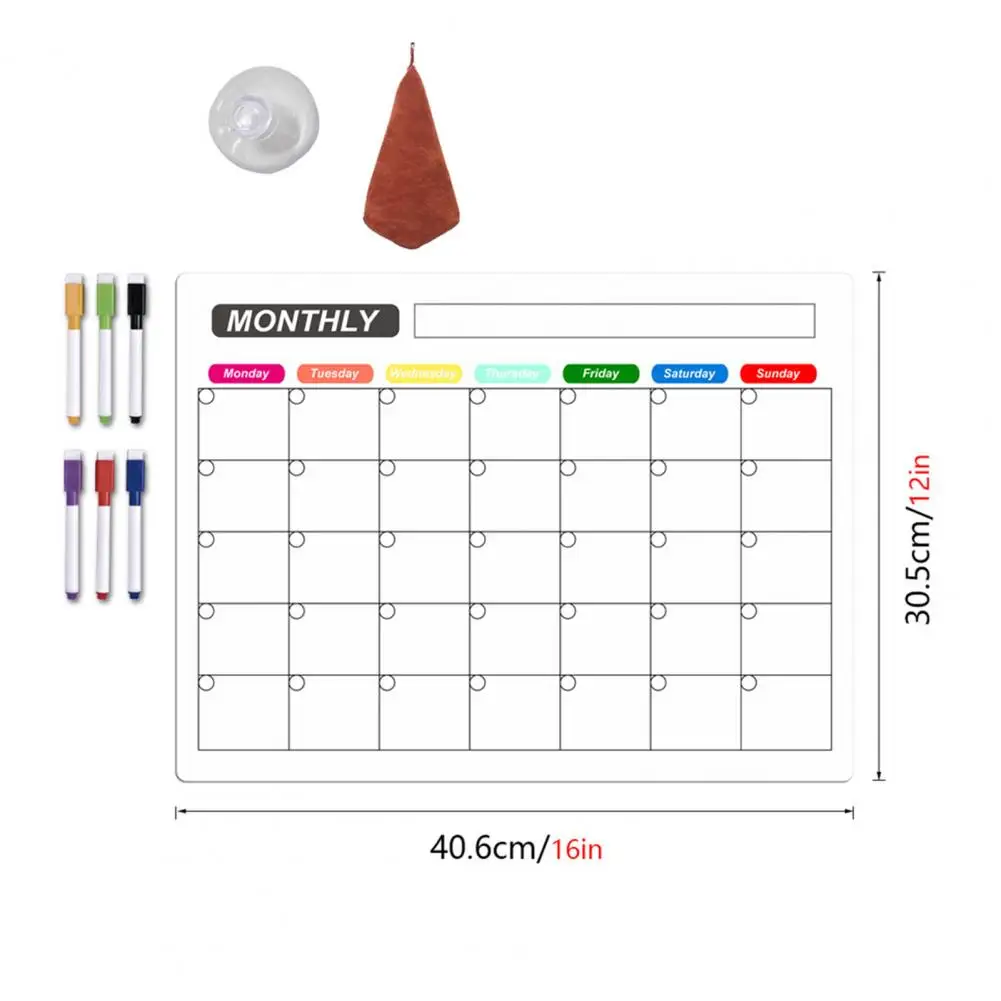 1 Set Magnetic Message Board Refrigerator Magnet Erasable Writing Surface Weekly Planner for Home Kitchen Office School Supplies