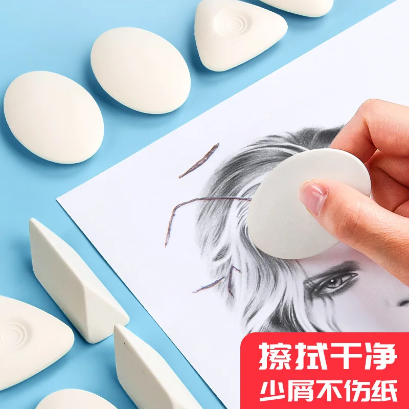 10Pcs Highlight Pencil Eraser White Rubber Soft Erasers Student Drawing Sketch Art Supplies Stationery 1