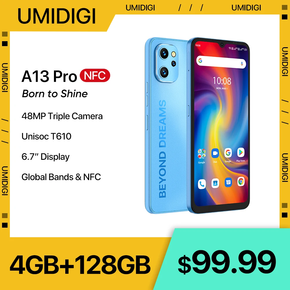 [In Stock] UMIDIGI A13 Pro Android Smartphone NFC 48MP AI Triple Camera 128GB 6.7 Full Display 5150mAh Cellular Global Version in stock umidigi bison pro global version smartphone nfc 128gb ip68 ip69k helio g80 48mp camera 6 3fhd screen 5000mah cellphone