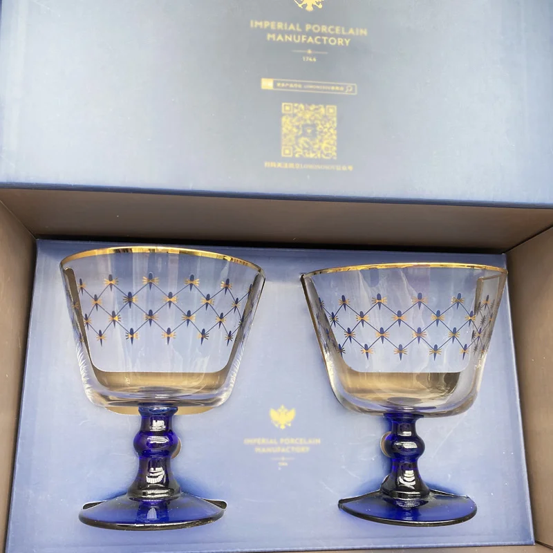 

Russian Cobalt Blue Net Crystal Glass Red Wine Cup Whiskey Pair Cup High Cup Juice Cup Light Luxury Gift