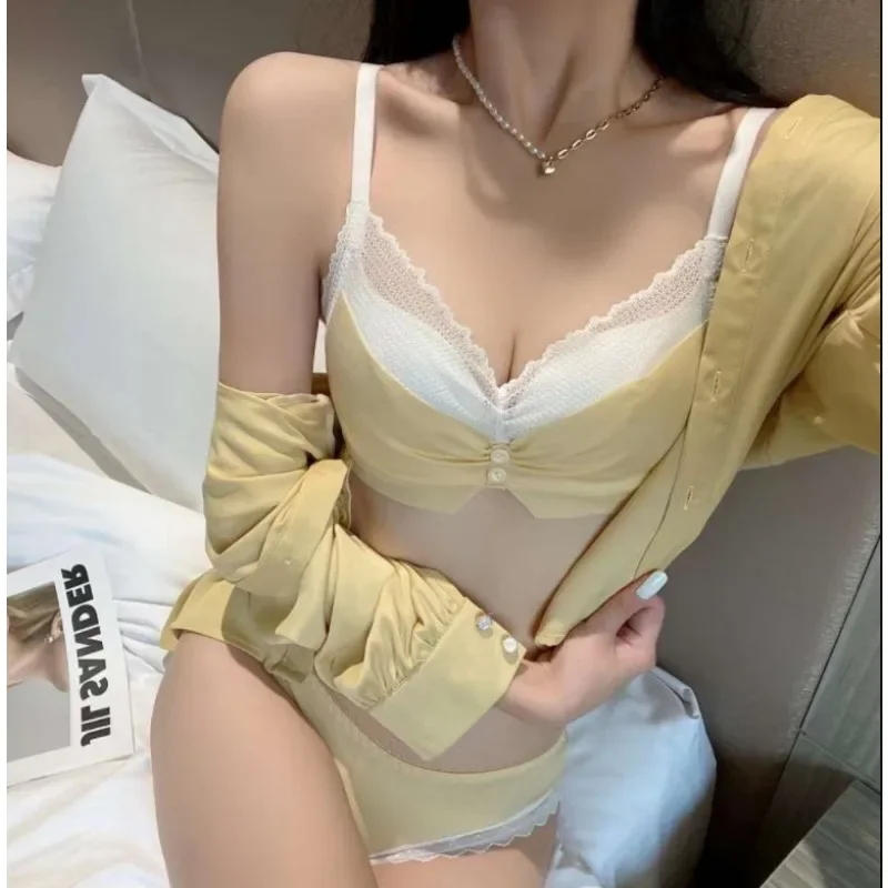 Japanese Girl Push up Adjustable Underwear Small Chest All-Matching  Comfortable Beauty Back Light Luxury and Simplicity Bra Single Piece