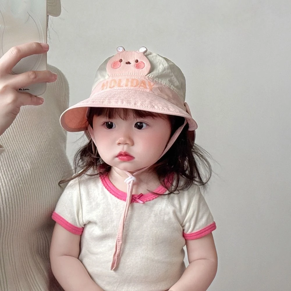 Korean Style Wide Brim Peaked Cap Breathable Cartoon Animals Baby Sun Protection Hat Sunscreen Quick Dry Children Fishman Hat