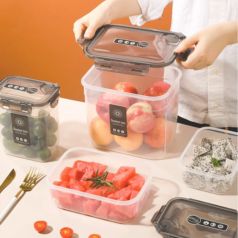 Plastic Food Containers with Lids Grains Storage Cans Keep Dry Rice Bucket Sealed Organizer Tanks Kitchen Cereal Dispenser Box 3