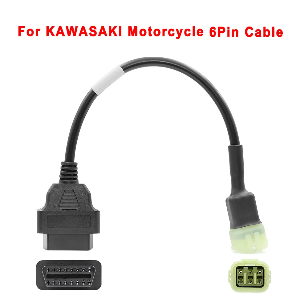 

6-контактный штекер для мотоцикла Kawasaki, диагностический кабель с 6 контактов на 16 контактов OBD2, адаптер для мотоциклов, преобразователь ЭБУ, шнур высокого качества
