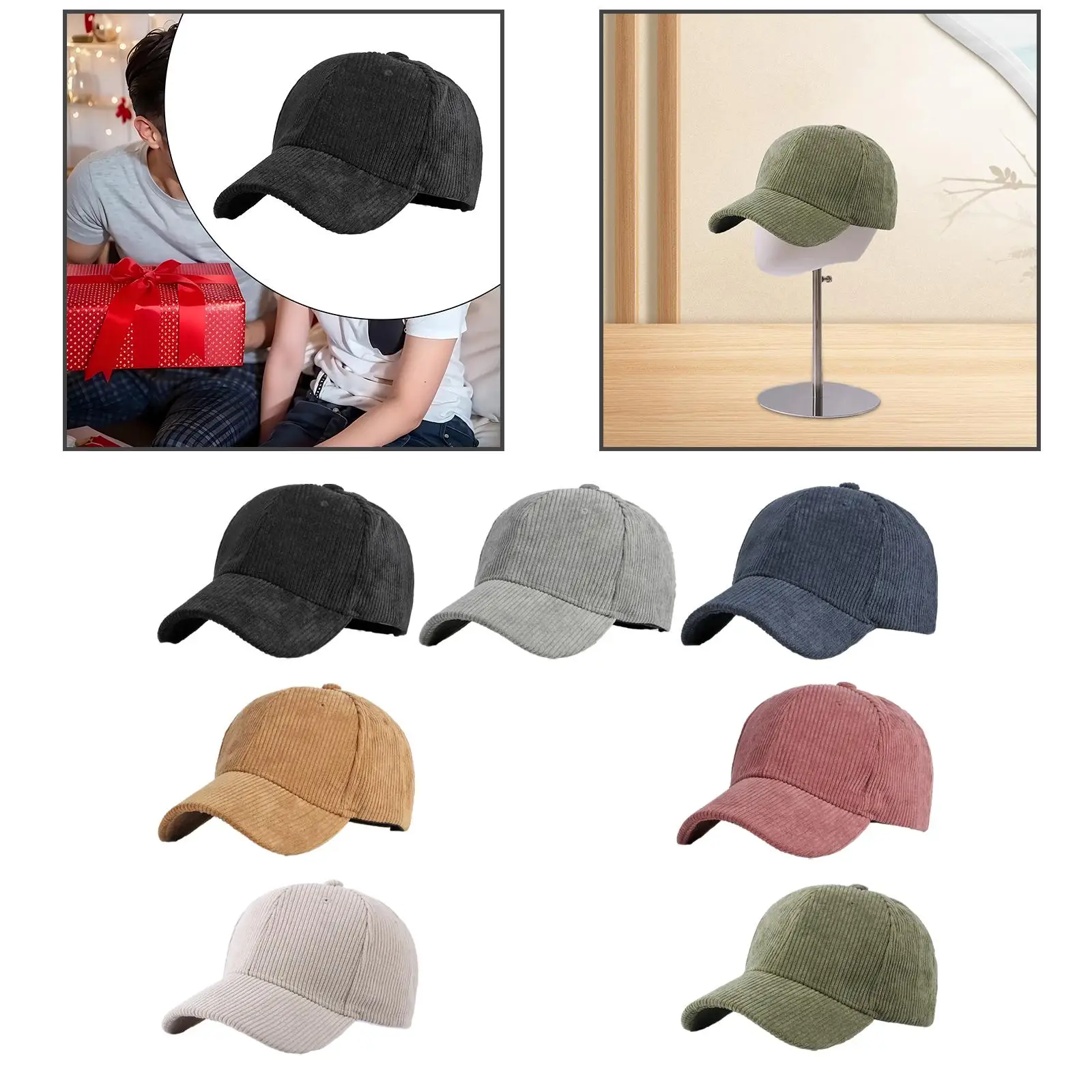 Baseball Cap Mother Day Gift Trendy Adjustable Strap Corduroy Cotton Baseball Hat for Men for Summer Shopping Outdoor Winter Men