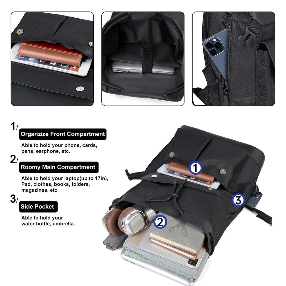 Fashionable Classic Business Backpack for Men and Women, Trendy Laptop Bag, Travel Large-Capacity Backpack for Work, Commuting and Boarding