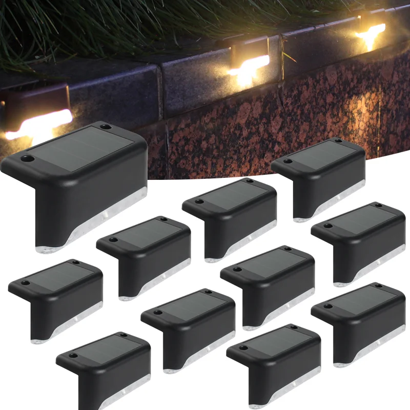 

3/6/12PCS LED Solar Lamp Path Stair Outdoor Waterproof Wall Light Garden Landscape Step Deck Lights Balcony Fence Lights