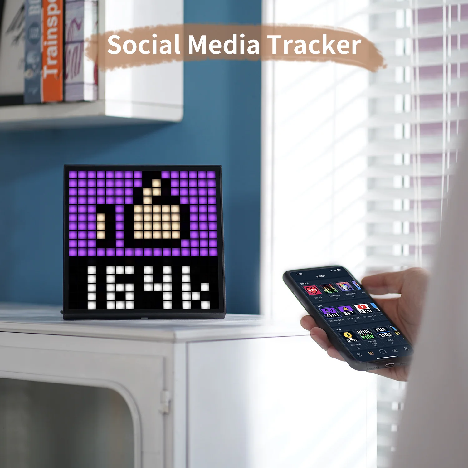 Divoom Pixoo-16 WiFi Pixel Art Digital Frame LED Display Clock Social Media Tracker Home Lightning Decoration Gift Idea