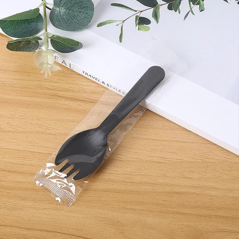 Party Disposable Tableware 100pcs/set Disposable Plastic Spoons Forks for Cake Ice Cream Salad Fruit Dessert Soup Tea Coffee Party Cake Baking Shop Supply