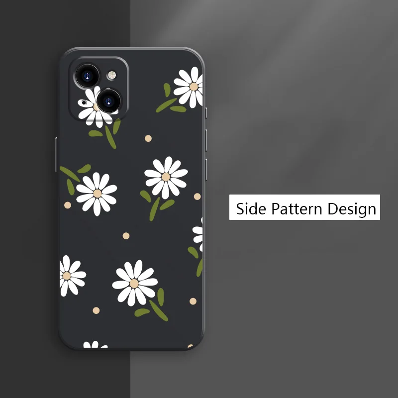 Whimsical Cartoon Floral Silicone Square Phone Case Cover