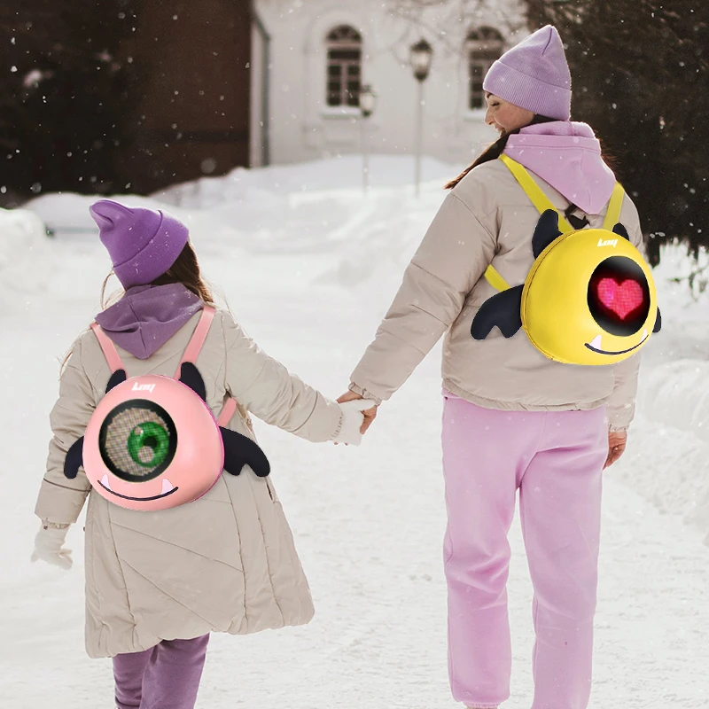 LED Display Travel Backpack For girl Hard Shell Glowing eyes Intelligent Backpack For woman Mobile operation school Backpack 2