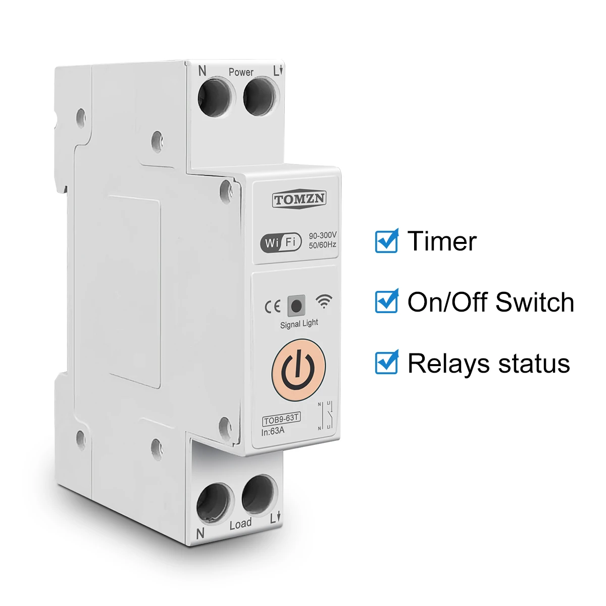 TOMZN 63A 1P+N WIFI Smart Switch Energy Meter Kwh Metering Monitoring Circuit Breaker Timer Relay MCB TUYA smartlife