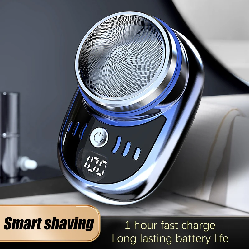 

Mini Electric Shaver For Men Vehicle Mounted Shaver With Digital Display Washable Cordless Travel Pocket Face Beard Trimmer