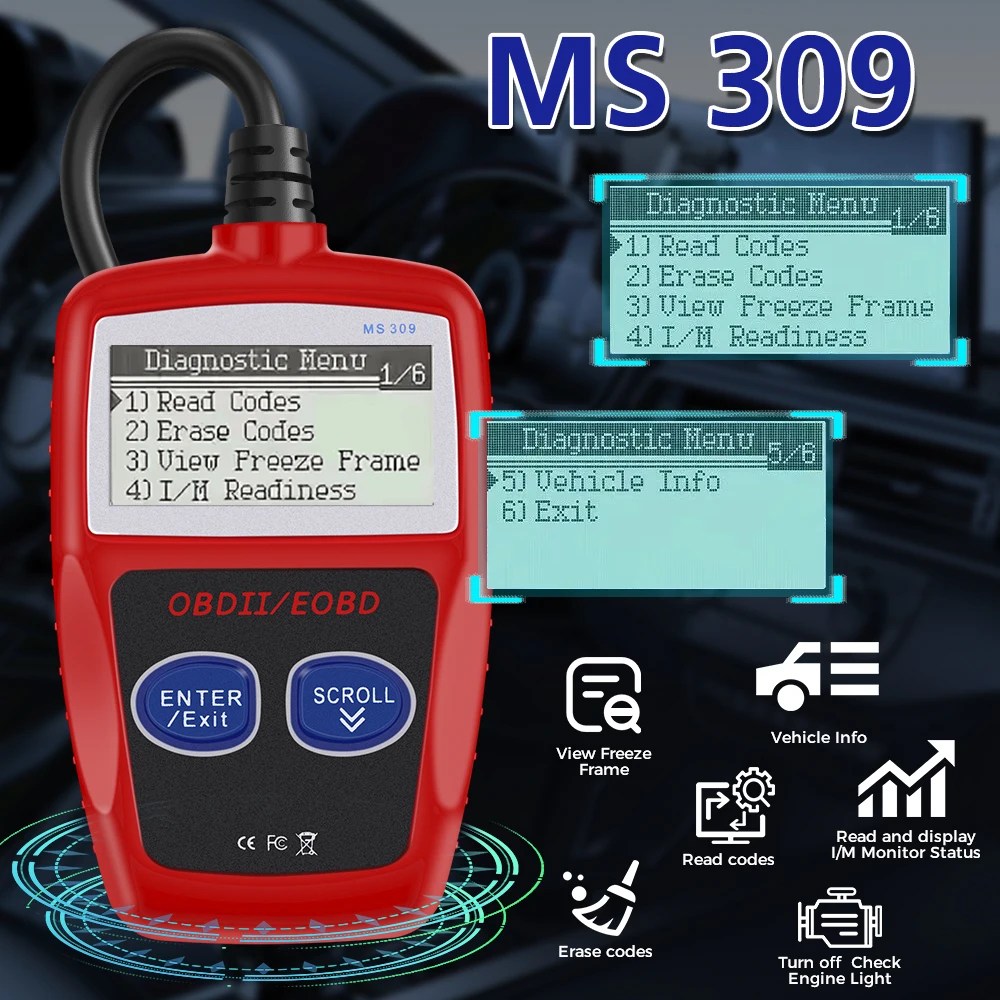 Multi-language OBD2 Code Reader Clear/Erase Codes OBDII Scanner YM119 MS309 Work for Car OBD 2 Diagnostic Tools Auto Accessories 6
