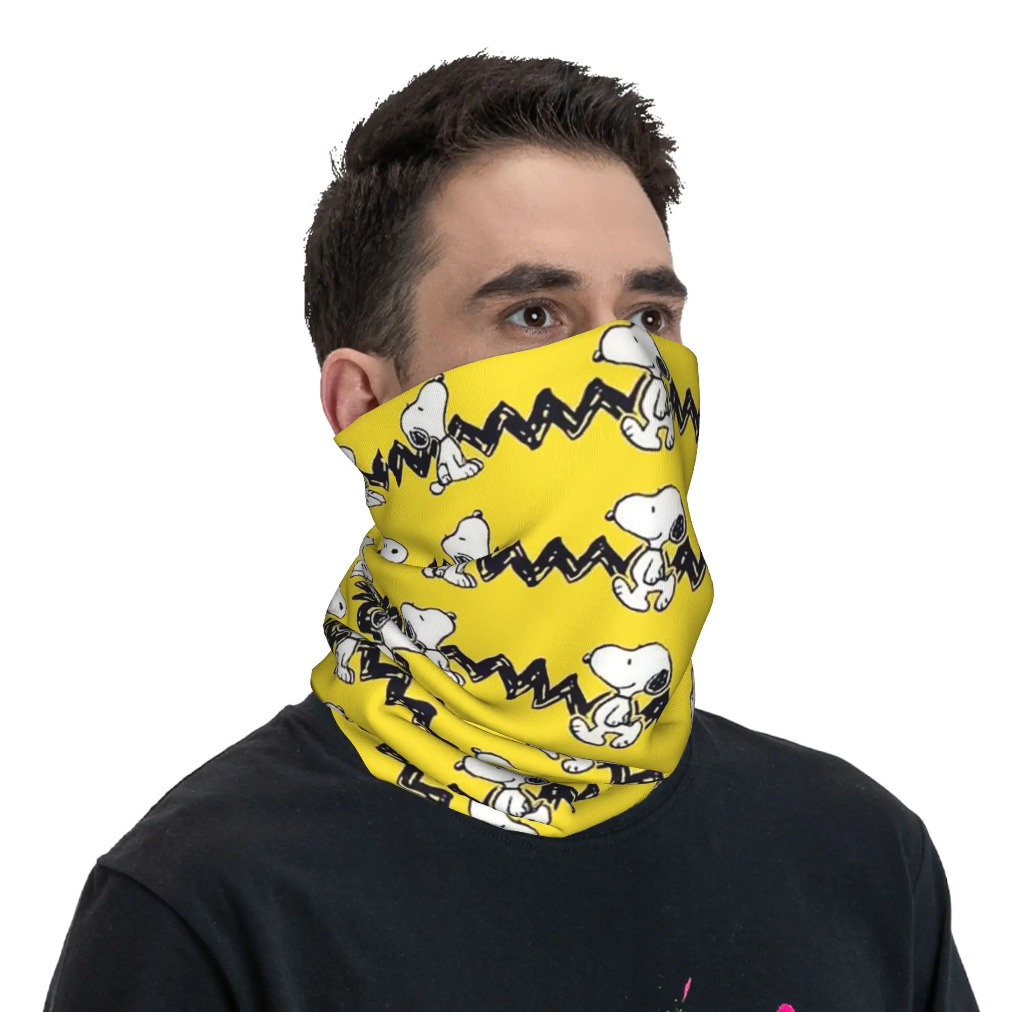 Snoopys Cartoon Bandana Neck Gaiter Windproof Face Scarf Cover Women Men Headband Tube Balaclava cycling bandana,neck wrap,neck gaiter,bandana neck cover,headband tube