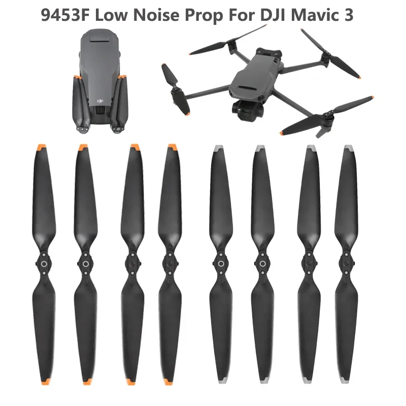 Lot de 4 paires d'hélices 9453F pour DJI Mavic 3 Pro/3, silencieuses et rapides, emballage ouvert.