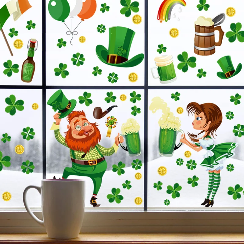 Cute Stationery Irish Festival Sticker DIY Window Bedroom Study Living Room Background Decor Scene Wall Static Stickers 20*30cm