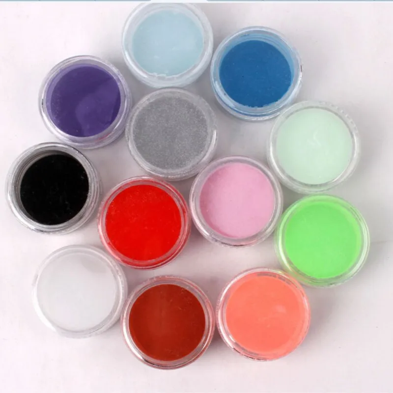 12 farben/Set Acryl Pulver Maniküre Tipps Nail art Dip Pulver Pigment Erweiterung Builder Carving Acryl Nagel Skulptur Pulver