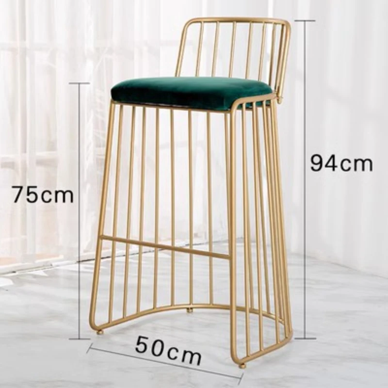 Gold Leg Nordic Bar Stools Modern Design Apartment Luxury Soft Bar Chairs Minimalist Waiting Backrest Sillas De Furniture