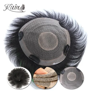 Protesi capillare da uomo Parrucca da uomo fatta a macchina Parrucchino naturale Sistema di sostituzione dei capelli umani al 100% Parrucchino da uomo nero naturale