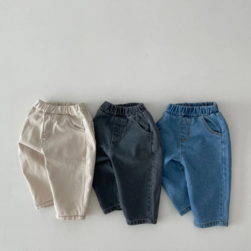 

Toddler Baby Boy Jeans Spring New Girl Solid Casual Denim Pants for Infants Pure Cotton Fashion Kids Clothes Boys 0-24M