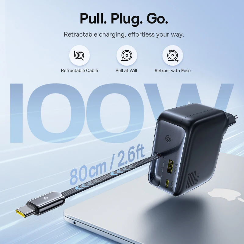 Baseus 100W 퀵 충전기 태블릿 노트북용 고속 충전기 접이식 USB C 충전기 케이블 아이폰 삼성용 휴대폰 충전기