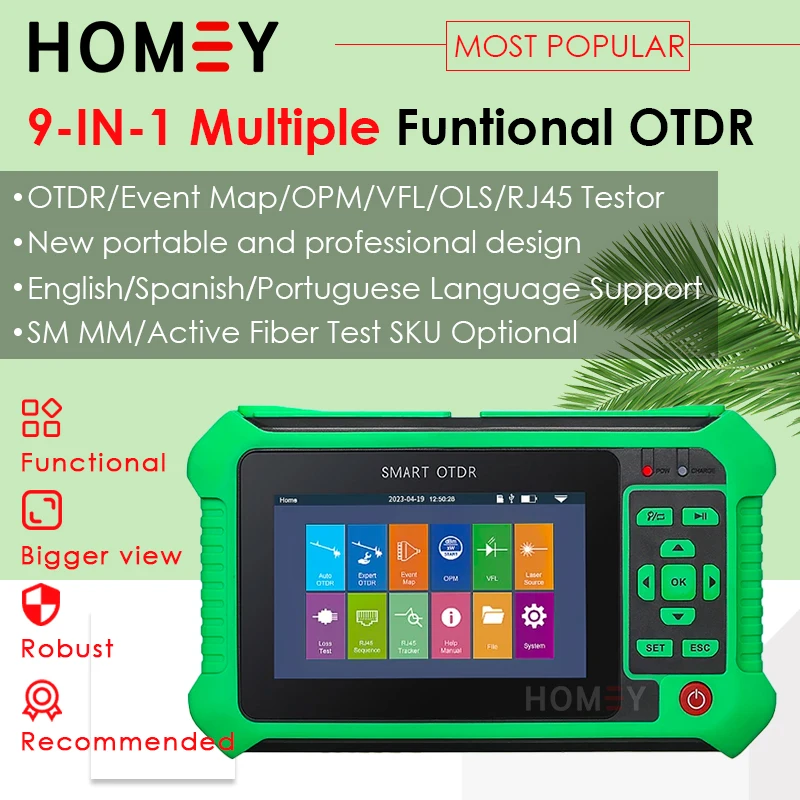 

2023 AUA 565/500/501/516/562 Mini OTDR 22dB Fiber Optic Reflectometer Touch Screen VFL OLS OPM Event Map Ethernet Cable Tester
