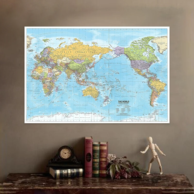World map poster The World Map 150*100cm non-woven canvas painting education prints office wall art poster home decoration