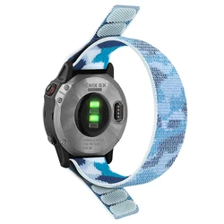 Premium Woven Nylon Hook & Loop Watch Strap - 26mm/22mm - QuickFit 22mm (Camouflage Blue)