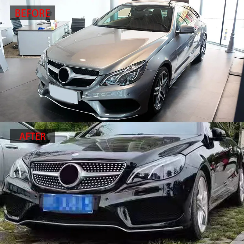 

Glossy Black Radiator Grilles For 2014-2016 Mercedes Benz E W207 Racing Grilles Bumpers Body Kit Hood Gloss Black Car Accessorie