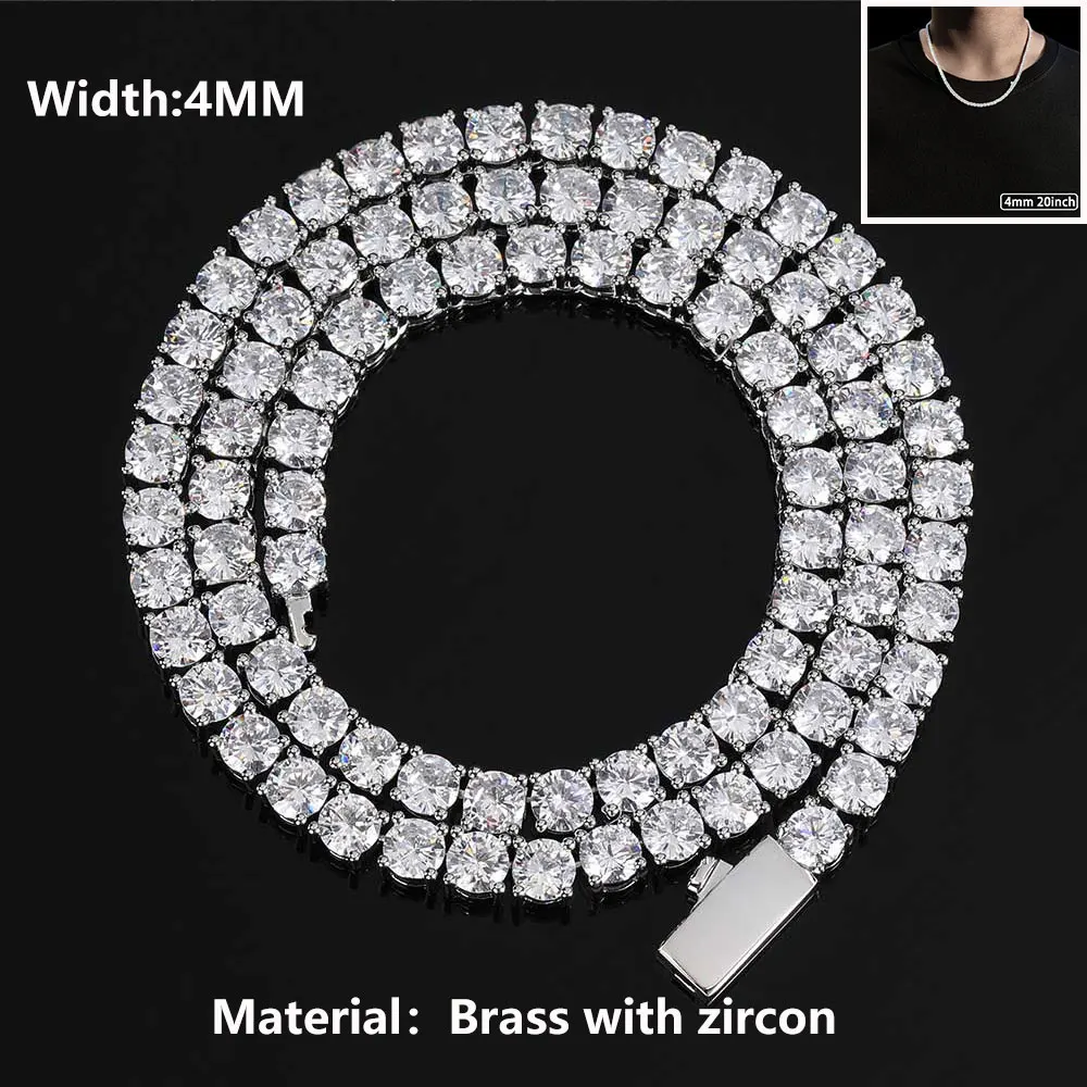 Hip Hop Jewelry Cubic Zirconia Iced Out Tennis Chain Iced Out 18k