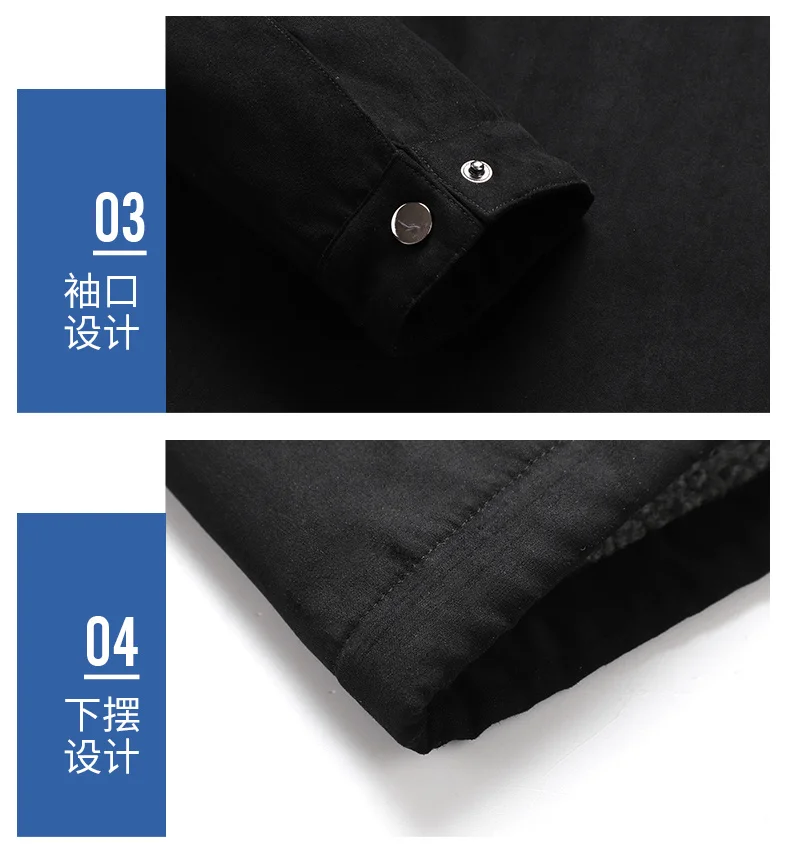 Description Picture 6 of itemWinter Mens Jackets Fleece Solid Warm Bomber Vintage Outdoor Casual Parkas Turn Down Collar Coats Male Cargo Jacket Windbreaker