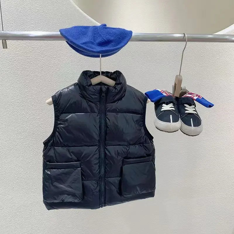 네이비 블랙 베이지 화이트 덕 다운 패딩 조끼, 따뜻한 조끼, 가을 겨울