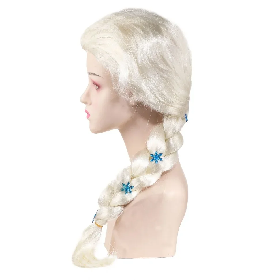 Princess Girls Elsa Cosplay Wig Cute Snow Queen Dress Up Briad Elsa Hair Cosplay Wigs Halloween Carnival Purim Masquerade Party 5