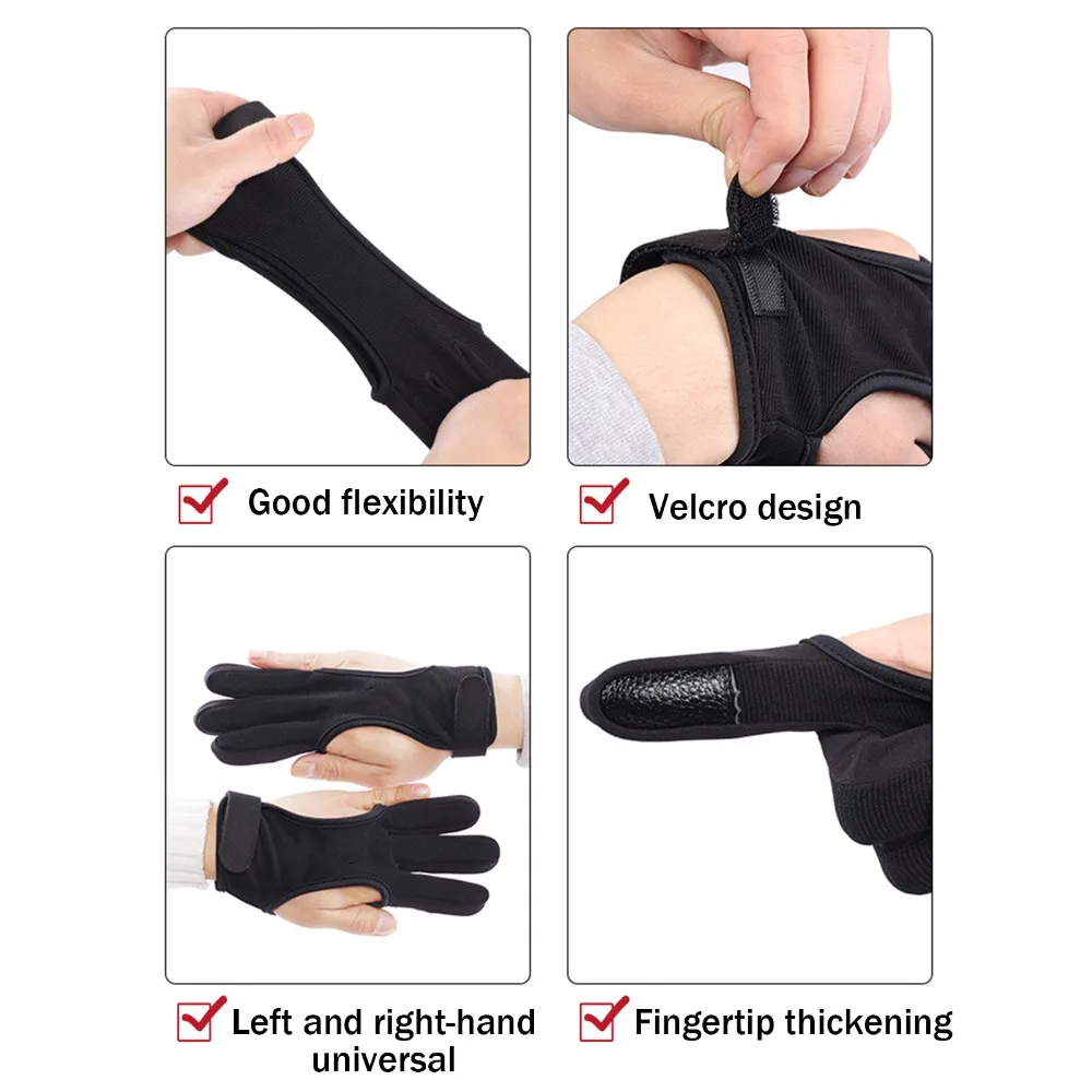 Sports Accessories Outdoor 3 Fingers Protective Gloves Archery Finger Guard Recurve Bow Shooting Hand Guard Protector