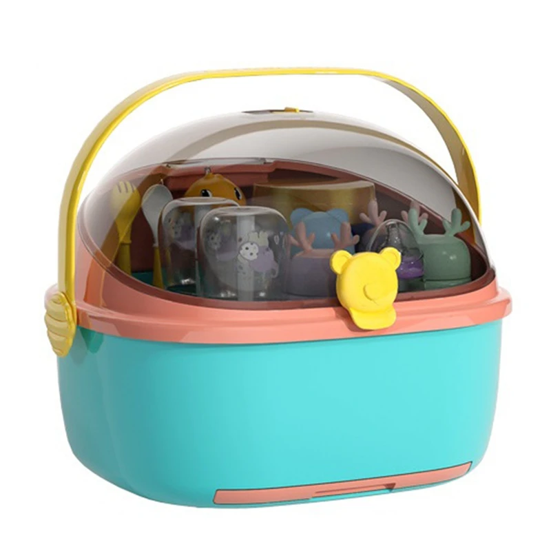 HOT-Baby Bottle Storage Box, Waterproof Mold Holder, Cup Organizer With Lid, Dustproof Baby Food Utensils